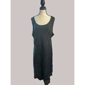 J Jill Black Comfy Sundress Jersey Fabric Top Cotton/Linen Bottom Size XLarge Bi